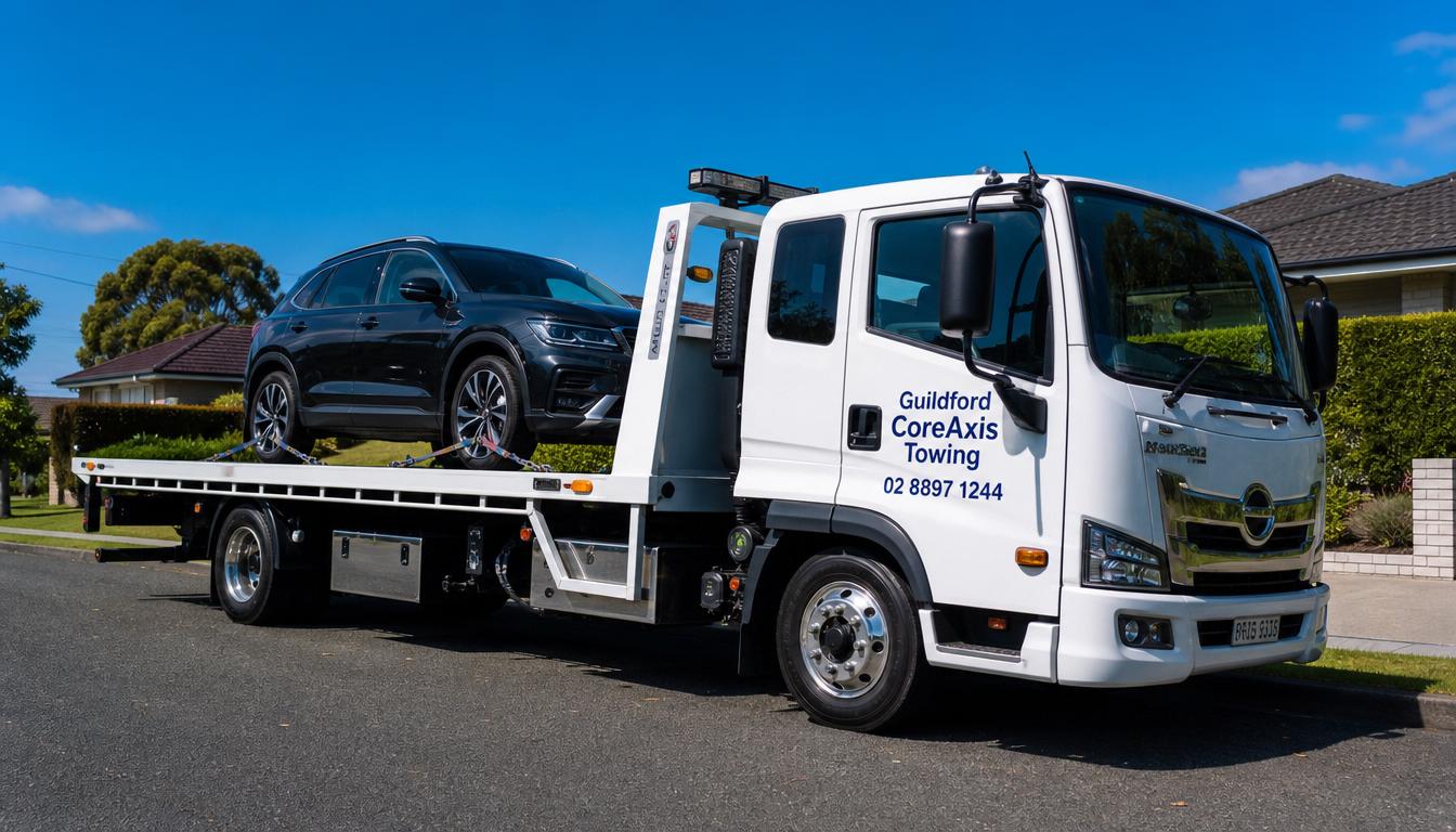 Guildford CoreAxis Towing flatbed tow truck in Guildford NSW